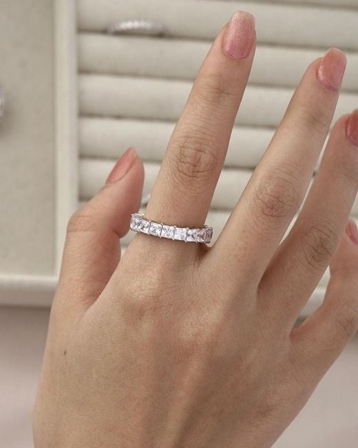 Diamonbliss Metallic Princess Cut Eternity Ring