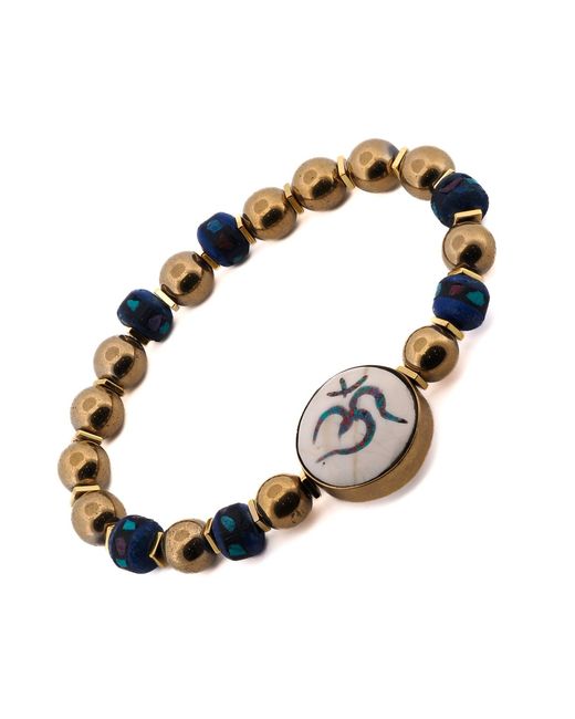 Ebru Jewelry Brown Om Mantra Meditation & Beaded Bracelet