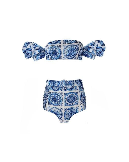 Nur Karaata Blue Poppy Bleu Blanc Bikini