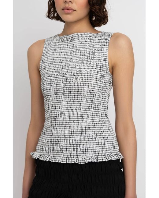 Amy Lynn White Sonya Pure Cotton Mono Check Top