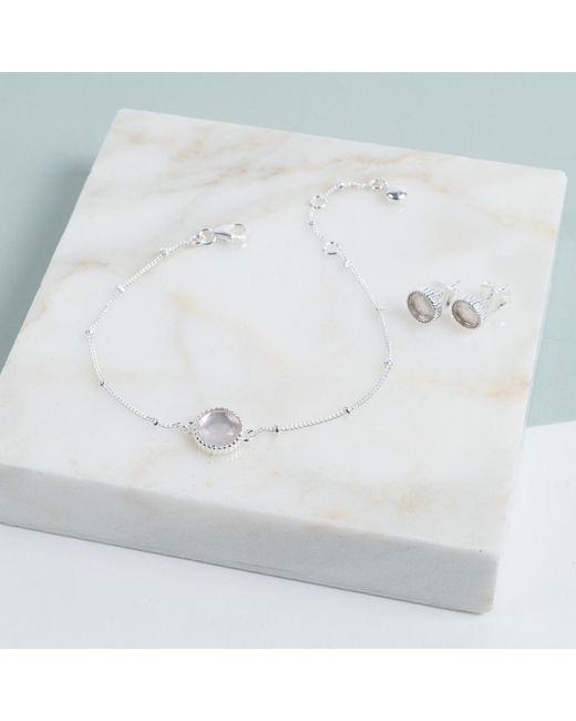 Auree Jewellery White Barcelona Silver October Birthstone Bracelet Rose Quartz