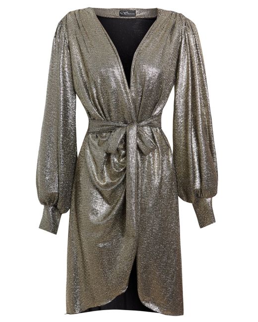 Sarvin Gray Sequin Wrap Dress