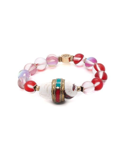 Ebru Jewelry Pink Red Cat Eye Beaded Mystic Bracelet