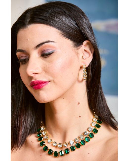 Laura Gray Metallic Adjustable Diamond Crystal Riviera Necklace