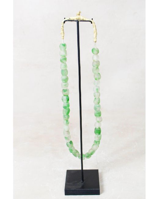 Botanical Boys White Ghana Glass Beads Necklace