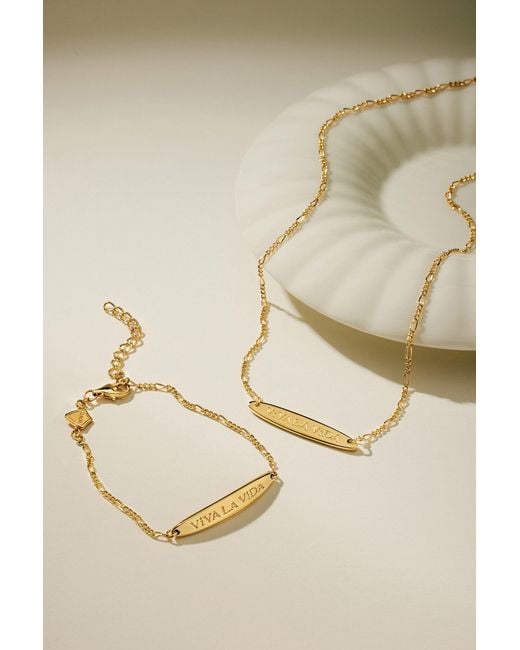 Vanhi Metallic Viva La Vida Bar Chain Bracelet