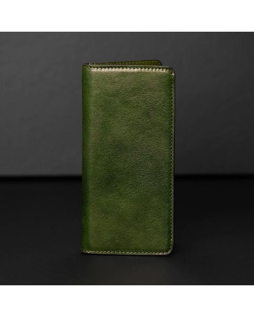 Time Resistance Green Leather Coat Wallet for men