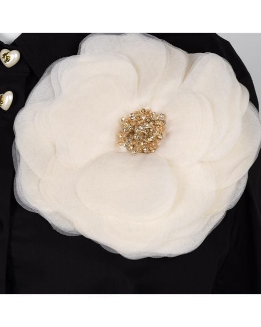 Laines London Black Laines Couture Tie Shirt With Cream Corsage
