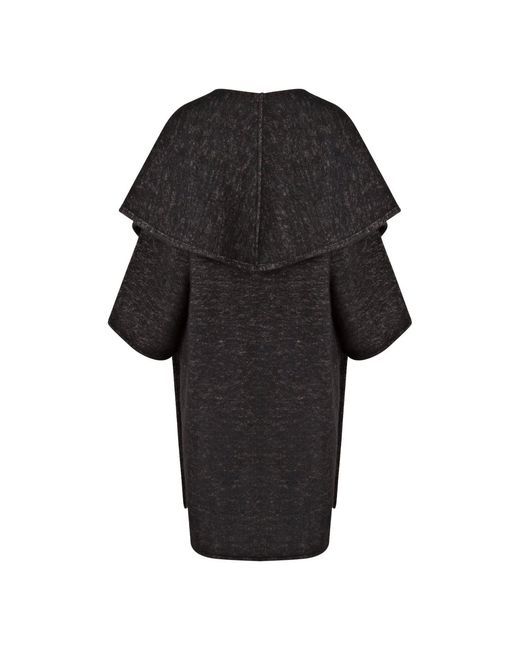 Boutique Kaotique Black Moroccan Oversized Wool Coat With Embroidered Pockets