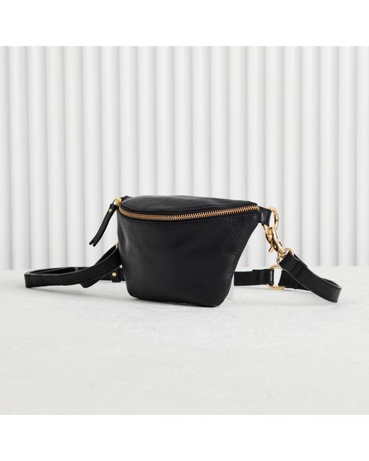 VIDA VIDA Black Luxury Leather Sling Bum Bag