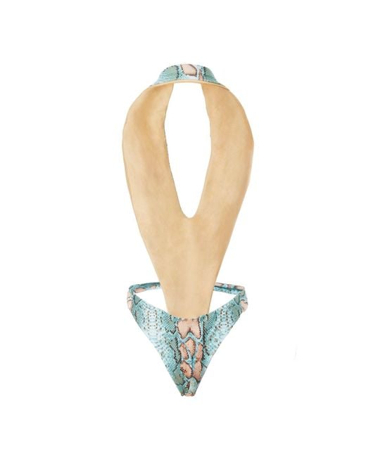 Siren Swimwear Blue Siren Katarina Reversible Halter Snake One Piece