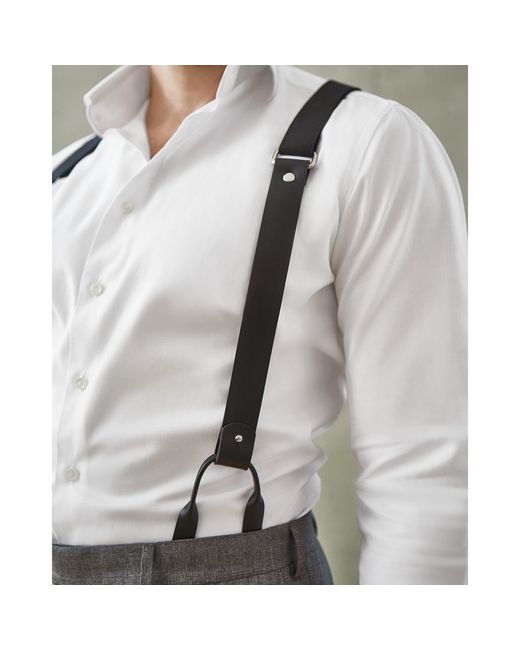 Badass & Goddess Leather Black Leather Front Suspenders for men