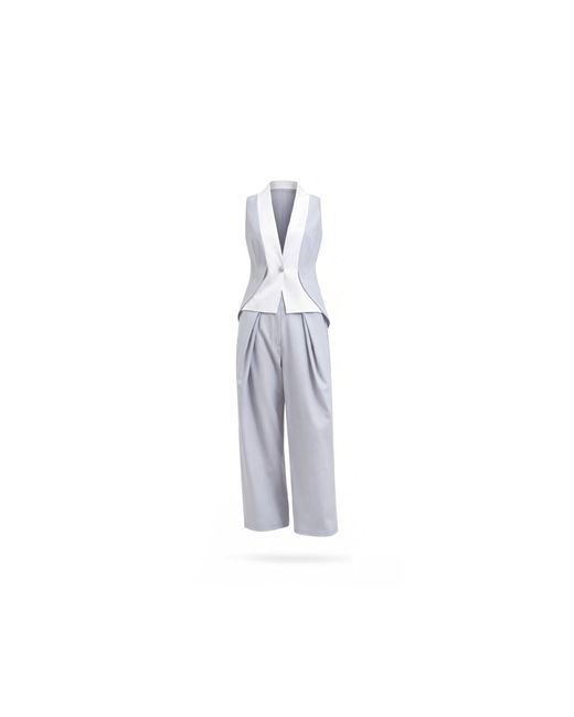 Lumina Eligma Blue The Gathered Suit Pants Ensemble