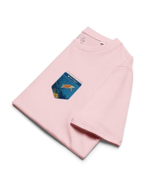 Anchor and Crew Pink Cotton Think Ocean Turtle Love The Planet Organic Cotton T-Shirt