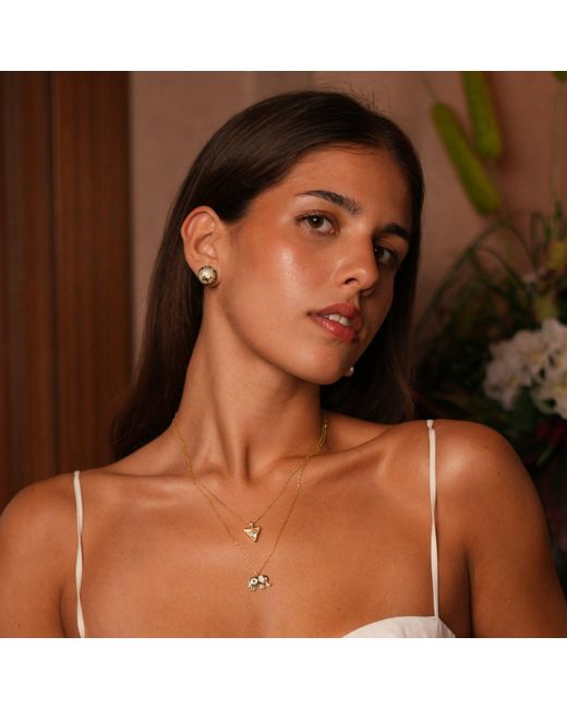 Ebru Jewelry Metallic Jade Halo Pearl & Butterfly Stud Earrings