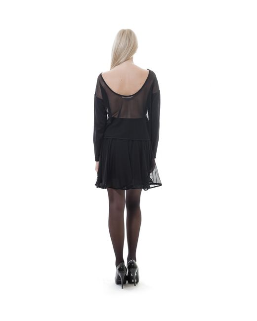 Conquista Black Print & Sheer Low Back Top