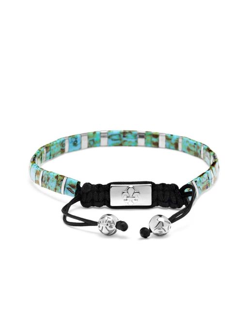 Nialaya Blue Bracelet With Marbled And Miyuki Tila Beads for men