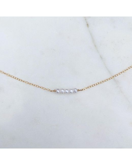 Kiri & Belle Metallic Eliana Tiny Pearl Bar Sterling Necklace