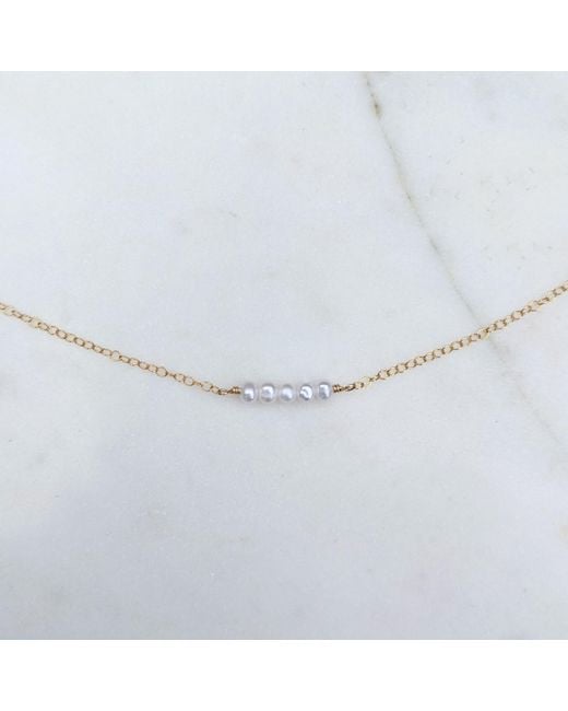Kiri & Belle Metallic Eliana Tiny Pearl Bar Sterling Necklace