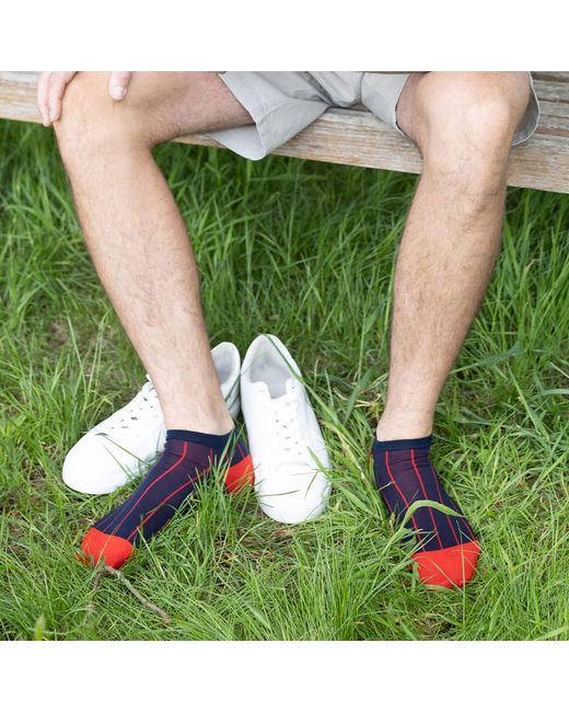 Peper Harow - Made in England Blue Pin Stripe & Classic Royal Trainer Socks Bundle for men