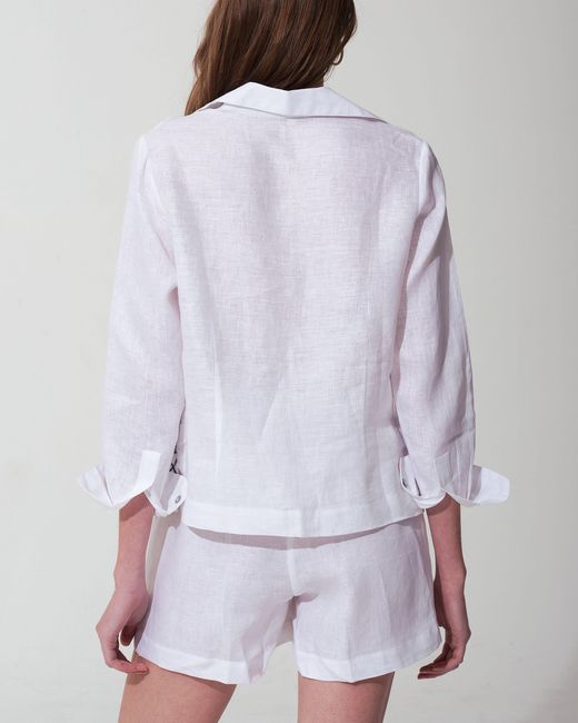 MARICEL White Fiore Blouse Raffia Embroidery