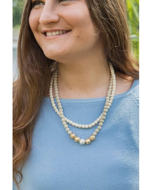 Saachi White Beaded Layered And Necklace