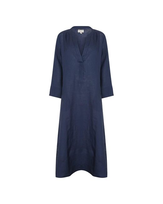 NoLoGo-chic Blue Plain Dyed Kaftan Linen
