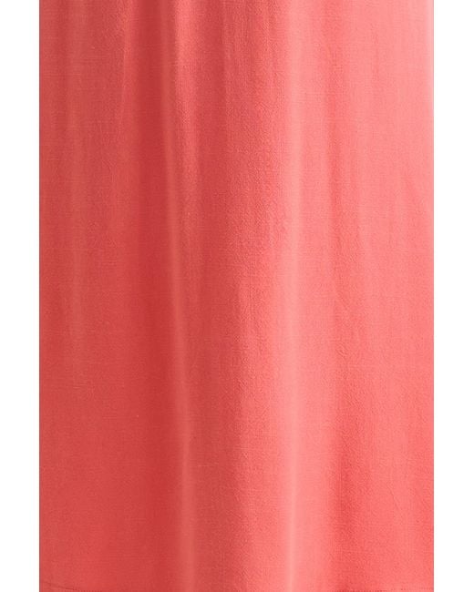 Louche Pink Baya Linen Mix Square Neck Midi Dress