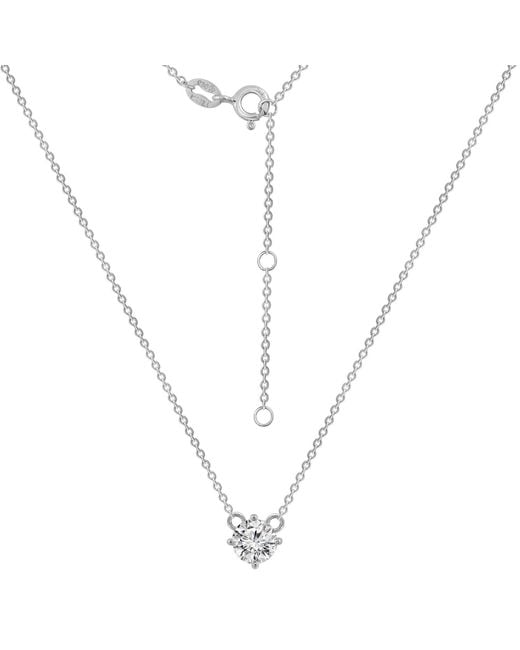 Diamonbliss Metallic Embellished With Swarovski Plated Round Cut Solitaire Pendant Necklace, One Carat