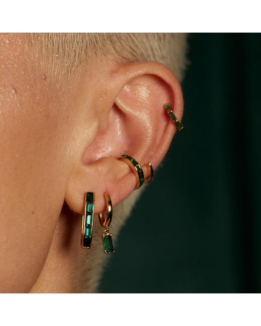 Scream Pretty Metallic Green Baguette Charm Hoop Earrings