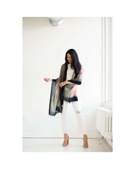 Variously Green Iris Kiwi Cashmere Merino Handwoven Scarf