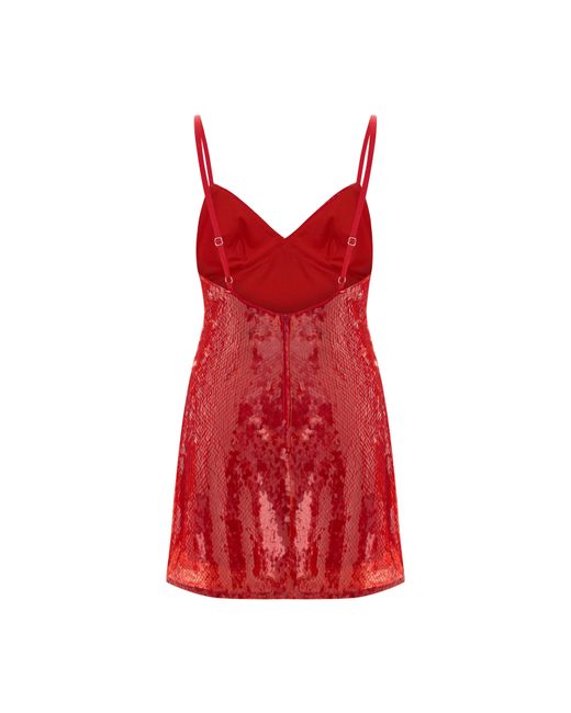 Pcfg Red Sequin Cross Strap Mini Dress