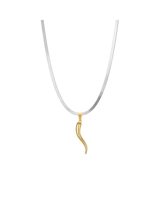 Mickey's Girl Metallic Mini Two Tone Lucky Horn Necklace