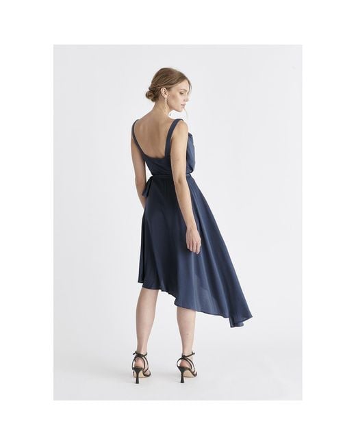Paisie Blue Cowl Neck Dress