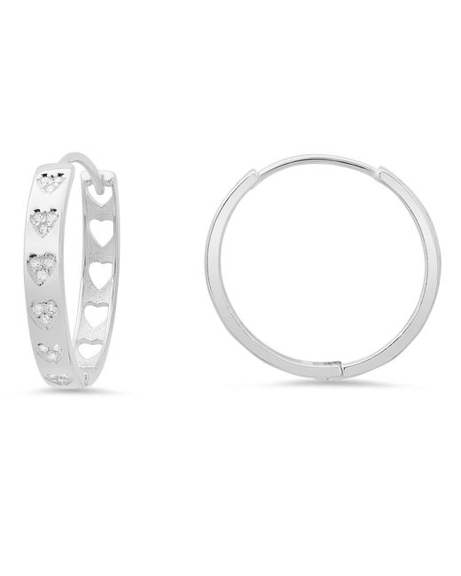 Kylie Harper White Sterling 25Mm Diamond Cz Heart Statement Hoop Earrings