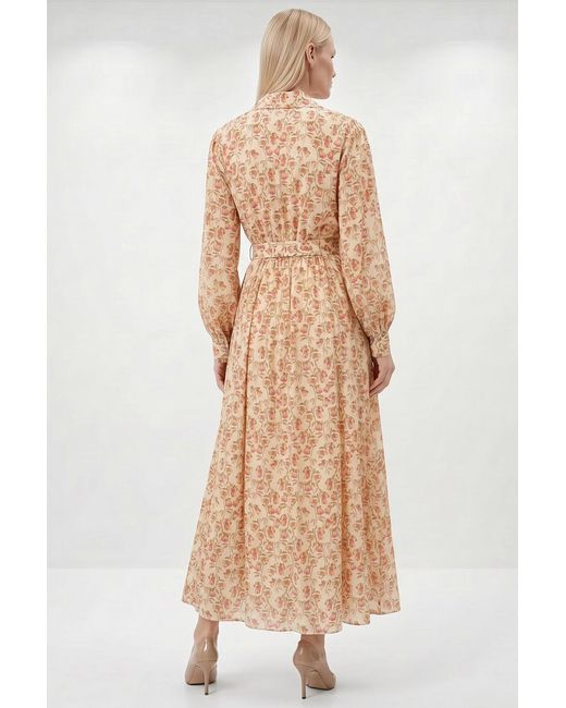 Exquise Natural Blase Belted Pocketed Maxi Dress