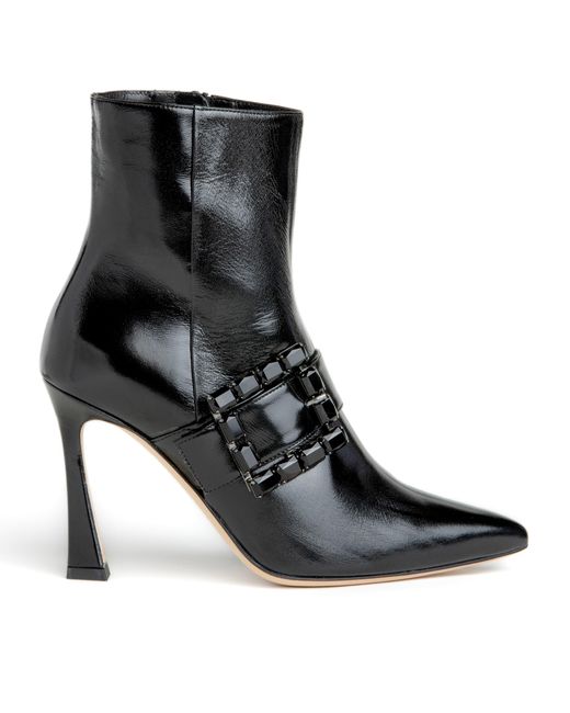 Beautiisoles by Robyn Shreiber Made in Italy Black Tammi Patent Leather Comfortable Ankle Bootie Valentine Evening Party