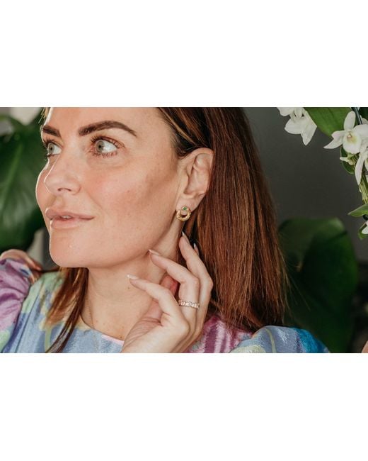 Claire Hill Designs Metallic Emerald Asymmetric Branch Earrings