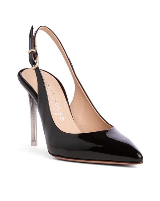 Beautiisoles by Robyn Shreiber Made in Italy Black Marjorie Patent Leather Sexy Pump Comfortable Work Valentine Date Sexy Slingback
