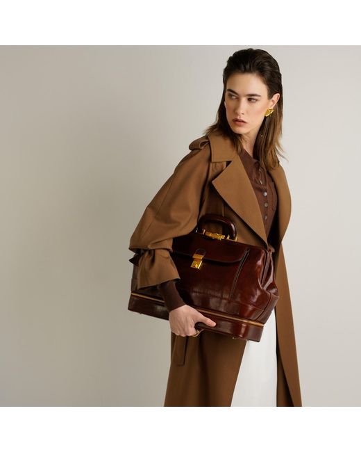 Time Resistance Brown Large Italian Leather Doctor Bag