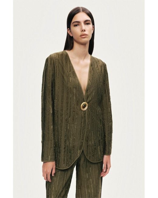 Nocturne Green Neutrals Textured Tailored Jacket
