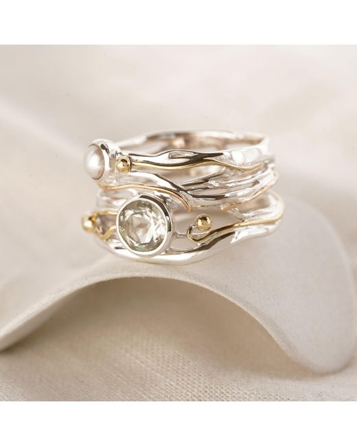 Isla Silver White Pearl & Amethyst Ring