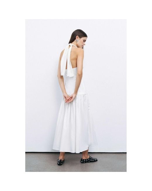 Nocturne White Backless Halter Neck Midi Dress – Off