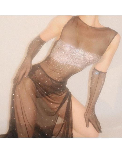 Empress Mimi Black Astria Sheer Long Gloves