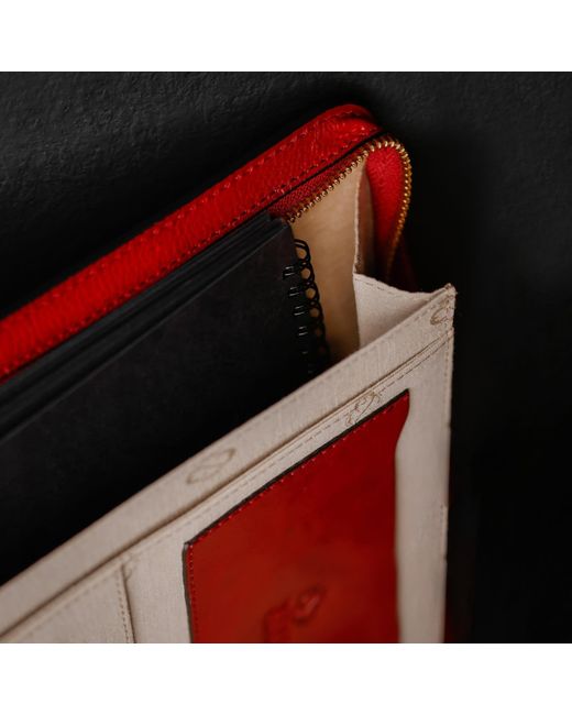 Time Resistance Red Leather Documents Folder Organizer