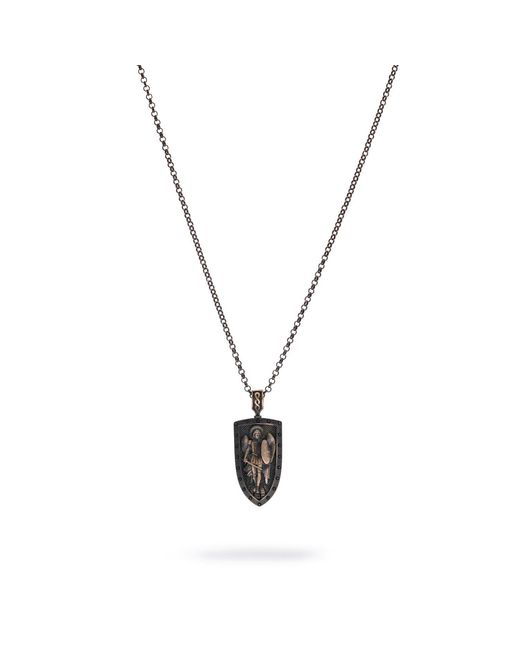 Ebru Jewelry Black Guardian Angel Shield Sterling Necklace for men