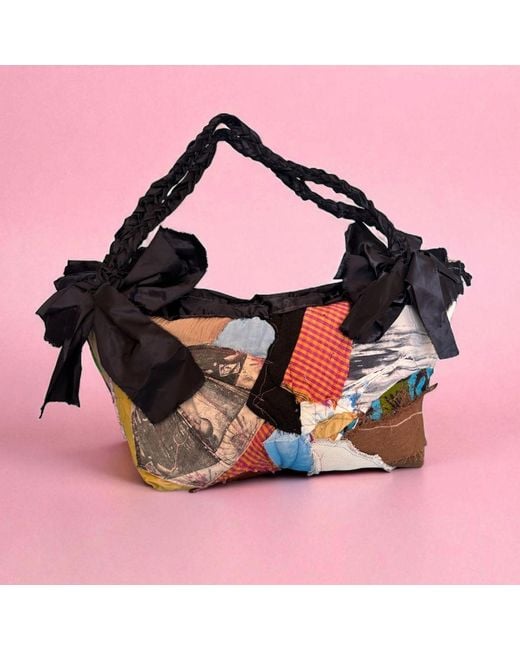 Miro Misljen Black Patchwork Ribbon Bucket Bag