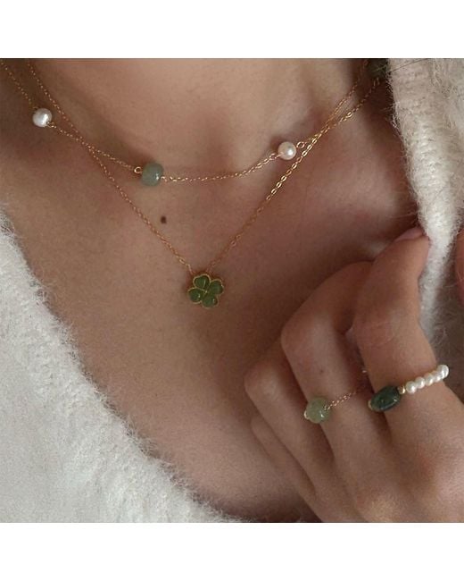 seree Metallic Jardin Jade Pendant Necklace