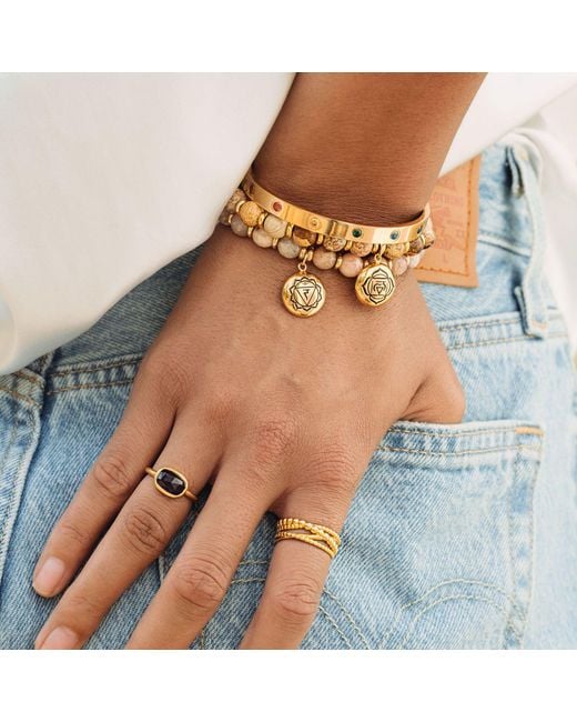 Seven Saints Metallic Chakra Healing Stone Bangle, Over Stainless Steel