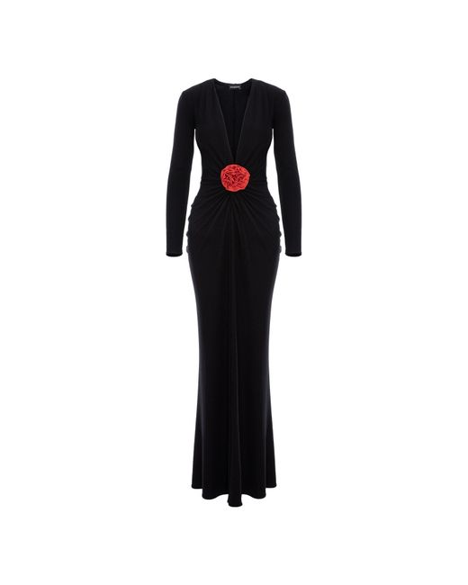 ROSERRY Mallorca Jersey Maxi Dress With Fixed Rosette Detail in Black ...